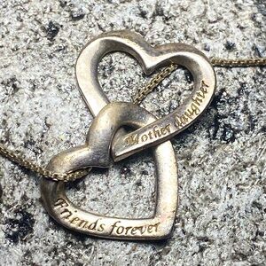 Vintage Mother and Daughter friend forever Sterling Silver necklace.